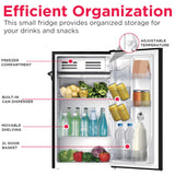 Frigidaire, 3.2 Cu. Ft. Retro Compact Refrigerator, Built-In Side Bottle Opener, Black