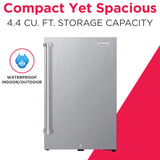 Frigidaire, 4.4 Cu. Ft. Waterproof Compact Refrigerator, Outdoor/Indoor, Stainless Steel