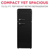 Frigidaire, 7.5 Cu. Ft. Top Mount Retro Refrigerator, Black