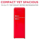 Frigidaire, 7.5 Cu. Ft. Top Mount Retro Refrigerator, Red