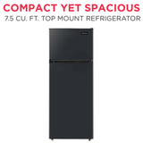 Frigidaire, 7.5 Cu. Ft. Top Mount Refrigerator, Black