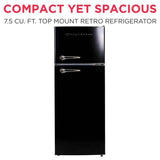 Frigidaire, 7.5 Cu. Ft. Top Mount Retro Refrigerator, Black