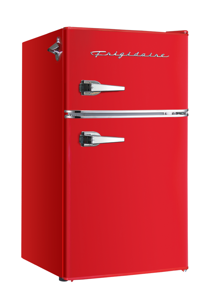 Frigidaire, 3.1 Cu. Ft. 2 Door Retro Compact Refrigerator , Built-In Side Bottle Opener, Red