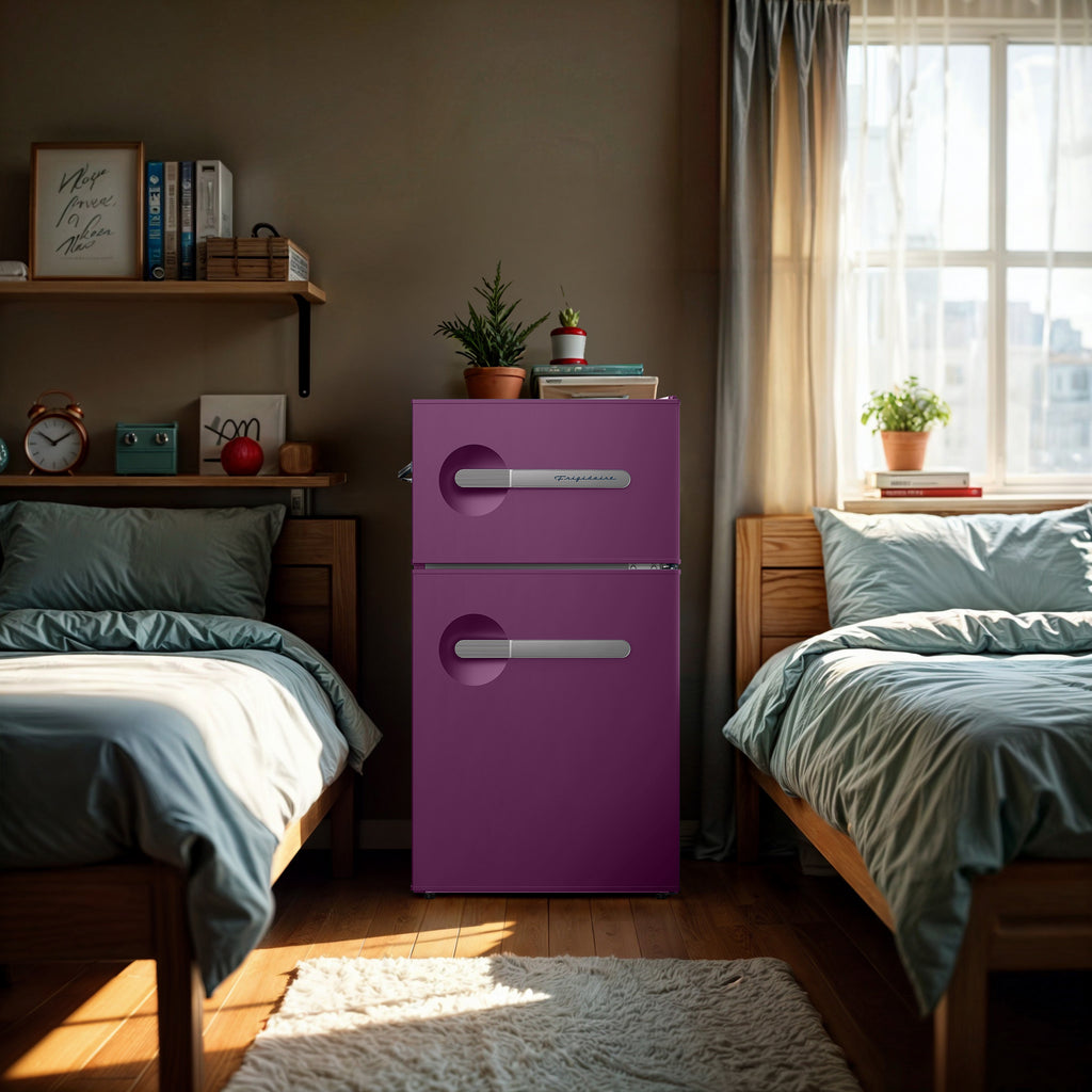 Frigidaire, 3.1 Cu. Ft. 2 Door Retro Compact Refrigerator , Built-In Side Bottle Opener, Plum