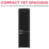 Frigidaire, 9.2 Cu. Ft. Retro Refrigerator, Bottom Mount, Black