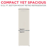 Frigidaire, 9.2 Cu. Ft. Retro Refrigerator, Bottom Mount, Cream
