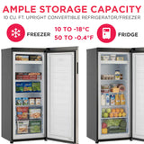 Frigidaire 10.0 Cu. Ft. Upright Convertible Refrigerator/Freezer, Platinum