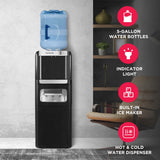 Frigidaire Hot/Cold Water Cooler, Top Load, Built-In Ice Maker, Black