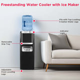 Frigidaire Hot/Cold Water Cooler, Top Load, Built-In Ice Maker, Black