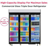 Frigidaire, 49.4 Cu. ft. Commercial Glass Display Refrigerator, Triple Door
