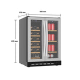 Frigidaire Gallery, 41 Cans/18 Bottle Dual Zone Built In Beverage Wine Fridge Stainless Steel- Wood Shelves