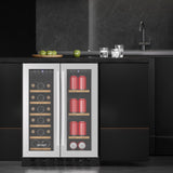Frigidaire Gallery, 41 Cans/18 Bottle Dual Zone Built In Beverage Wine Fridge Stainless Steel- Wood Shelves