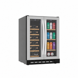 Frigidaire Gallery, 41 Cans/18 Bottle Dual Zone Built In Beverage Wine Fridge Stainless Steel- Wood Shelves