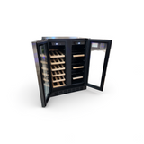 Frigidaire Gallery, 41 Cans/18 Bottle Dual Zone Built In Beverage Wine Fridge Stainless Steel- Wood Shelves