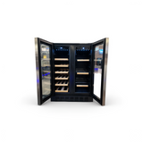 Frigidaire Gallery, 41 Cans/18 Bottle Dual Zone Built In Beverage Wine Fridge Stainless Steel- Wood Shelves