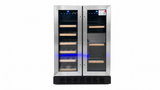 Frigidaire Gallery, 41 Cans/18 Bottle Dual Zone Built In Beverage Wine Fridge Stainless Steel- Wood Shelves