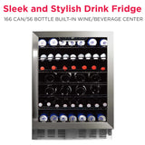 Frigidaire Gallery, 166 Can/56 Bottle, 5.1 Cu. Ft.  Built-In Wine/Beverage Center, Frost Free, Glass Door, Stainless Steel