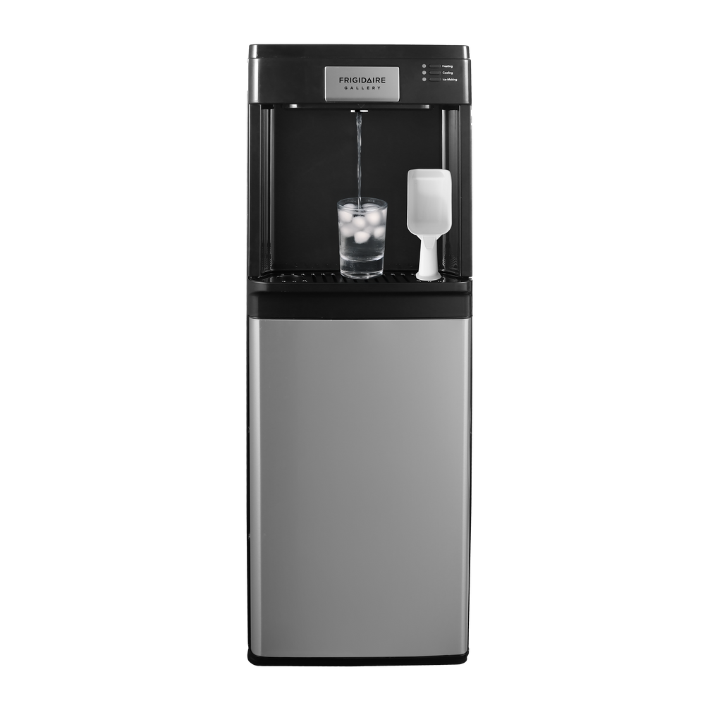 Frigidaire, Hot/Cold Water Cooler, Bottom Load,  Built-In Bullet Ice Maker, Stainless Steel