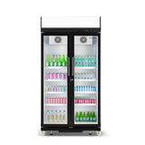 Hamilton Beach, 20 Cu. Ft. Commercial Beverage Glass Door Refrigerator, Black