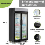 Hamilton Beach, 20 Cu. Ft. Commercial Beverage Glass Door Refrigerator, Black