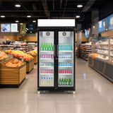 Hamilton Beach, 20 Cu. Ft. Commercial Beverage Glass Door Refrigerator, Black