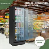 Hamilton Beach, 8.5 Cu.Ft. Commercial Glass Display Refrigerator, Black