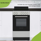 Hamilton Beach,20" Electric Range, Vitroceramic Top, With Shallow Tray, Inox