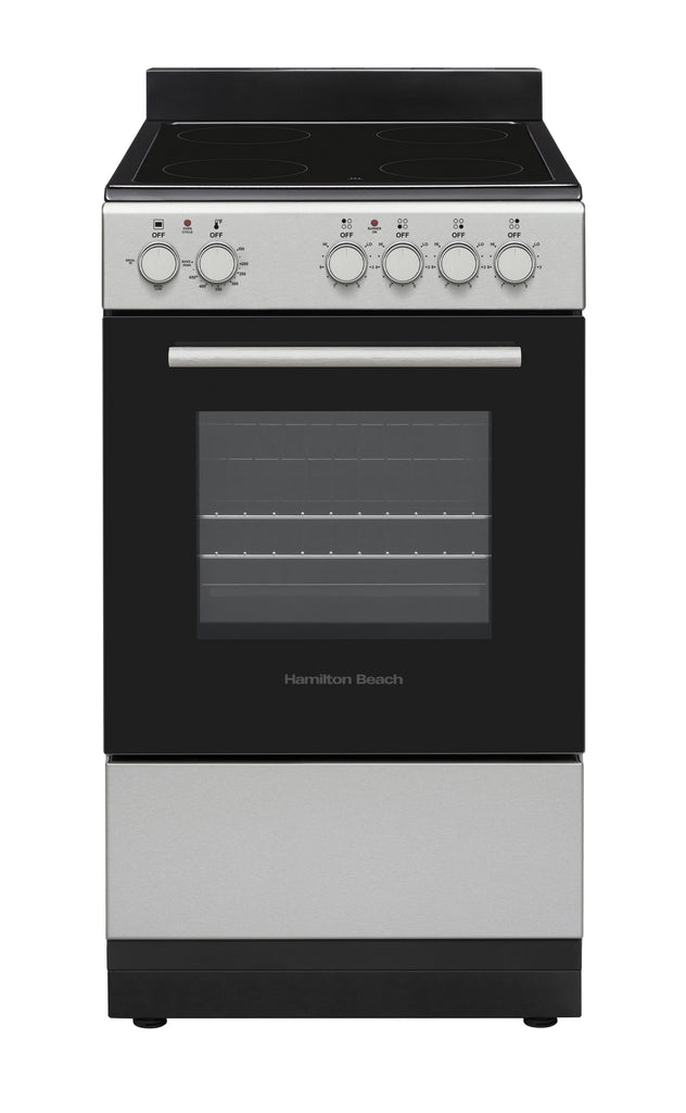 Hamilton Beach,20" Electric Range, Vitroceramic Top, With Shallow Tray, Inox