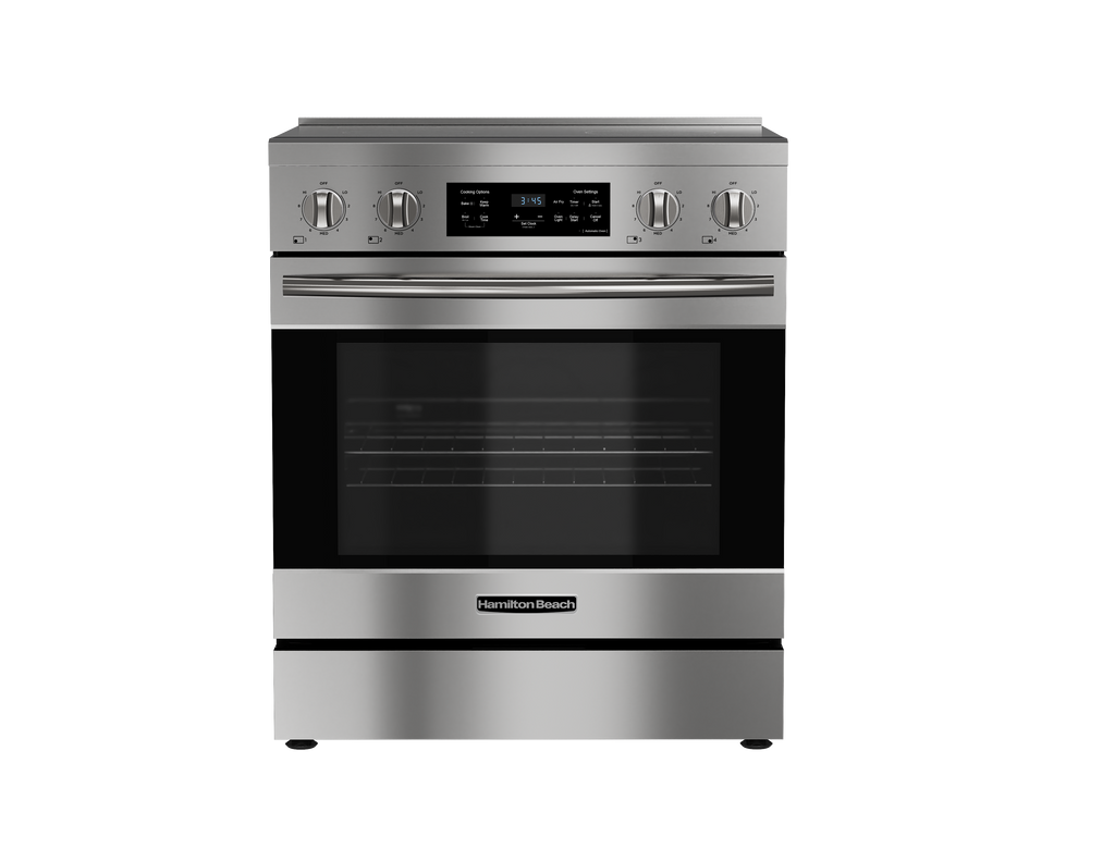 Hamilton Beach, 30" Front Control Electric Range, With Convection and Air Fry, Stainless Steel