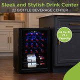 Hamilton Beach, 22 Bottle 2.6 Cu. Ft. Wine/Beverage Center, Glass Door, Black
