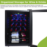 Hamilton Beach, 22 Bottle 2.6 Cu. Ft. Wine/Beverage Center, Glass Door, Black