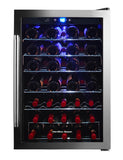 Hamilton Beach, 43 Bottle, Curved Shelves, Wine Fridge, Glass Door, Wooden Shelves, Stainless Steel
