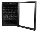Hamilton Beach, 43 Bottle, Curved Shelves, Wine Fridge, Glass Door, Wooden Shelves, Stainless Steel