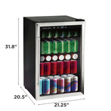 Hamilton Beach, 43 Bottle, Curved Shelves, Wine Fridge, Glass Door, Wooden Shelves, Stainless Steel