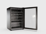 Hamilton Beach, 43 Bottle, Curved Shelves, Wine Fridge, Glass Door, Wooden Shelves, Stainless Steel