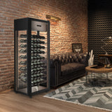 Hamilton Beach, 81 Bottle Freestanding Wine Fridge, 4 Sided All Glass Door, Wire Shelves, Black