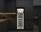 Hamilton Beach, 81 Bottle Freestanding Wine Fridge, 4 Sided All Glass Door, Wire Shelves, Black