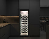 Hamilton Beach, 81 Bottle Freestanding Wine Fridge, 4 Sided All Glass Door, Wire Shelves, Black