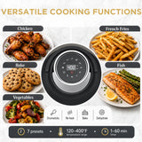 4.5l + 3.3L PORTABLE AIR FRYER DISPLAY TOUCHSCREEN-2 GLASS BOWLS