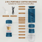 Magnavox Home, 2 in 1 Coffee Maker Combo, USB Rechargeable, AZURE