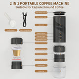Magnavox Home, 2 in 1 Coffee Maker Combo, USB Rechargeable, BLACK