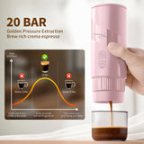 Magnavox Home, 2 in 1 Coffee Maker Combo, USB Rechargeable, PINK