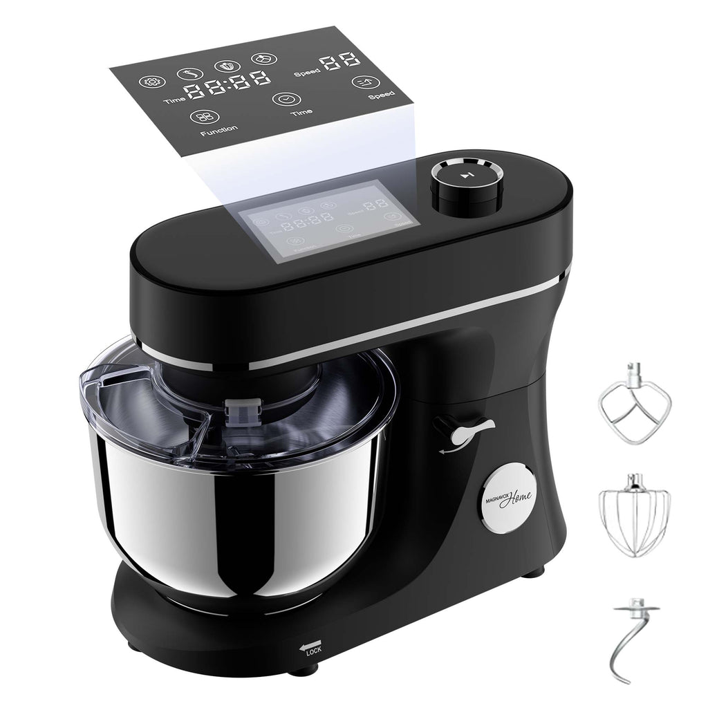 Magnavox Home, 6L Digital Touchscreen Stand Mixer, 11 Speeds, Black