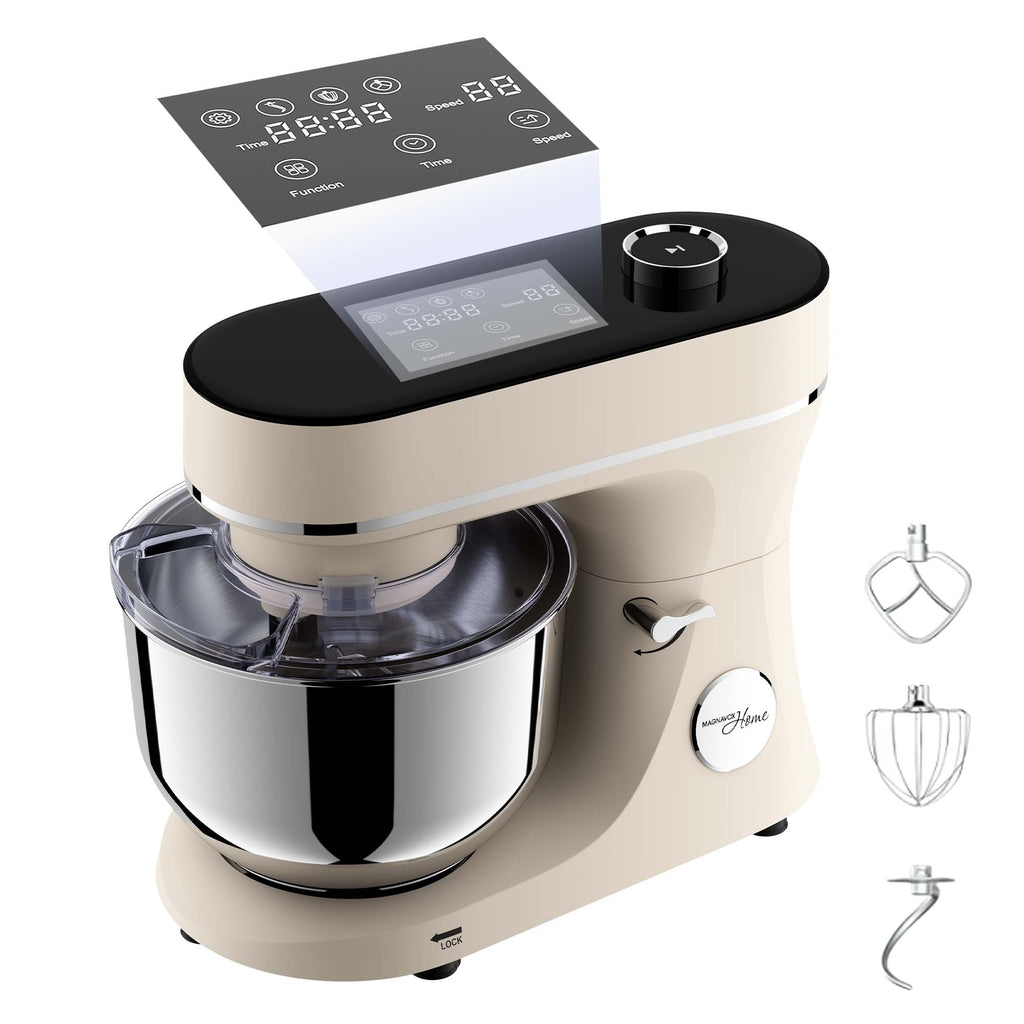 Magnavox Home, 6L Digital Touchscreen Stand Mixer, 11 Speeds, CREAM