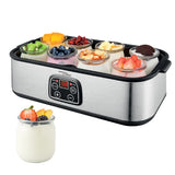 Magnavox Home, Digital Yogurt Maker Machine, 8 Glass Jars, Stainless steel