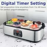 Magnavox Home, Digital Yogurt Maker Machine, 8 Glass Jars, Stainless steel