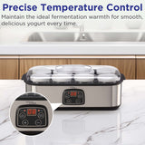 Magnavox Home, Digital Yogurt Maker Machine, 8 Glass Jars, Stainless steel