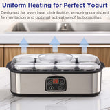 Magnavox Home, Digital Yogurt Maker Machine, 8 Glass Jars, Stainless steel