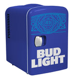 Bud Light, 6 Can/4 Liter Mini Personal Fridge Cooler, Blue