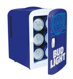 Bud Light, 6 Can/4 Liter Mini Personal Fridge Cooler, Blue